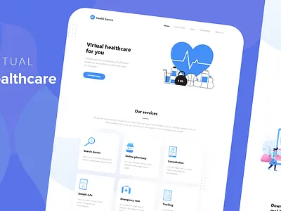 Virtual Healthcare Theme branding design health health landing page landing page latest template 2021 latest theme medical medical landing template 2021 uiux design