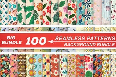 100 Seamless Patterns Background Bundle kids seamless pattern patterns seamless pattern tropical seamless pattern