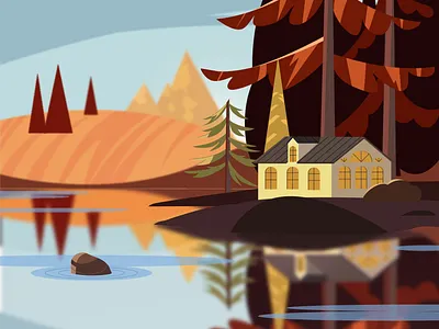 Осенний пейзаж graphic design illustration арт вектор векторное изображение иллюст иллюстратор картина