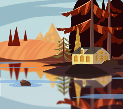 Осенний пейзаж graphic design illustration арт вектор векторное изображение иллюст иллюстратор картина