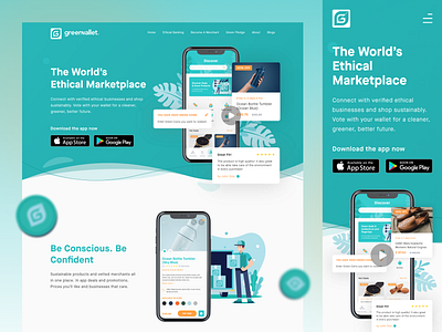Green Wallet Website Design ecommerce homepage design lifestyle shopping sustainability uiux design web design