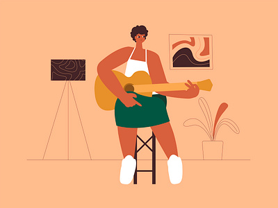 Playing the guitar drawing geometry girl guitar guitarra illustration illustrator mujer musician musico playing sitting sketch tocando vector woman