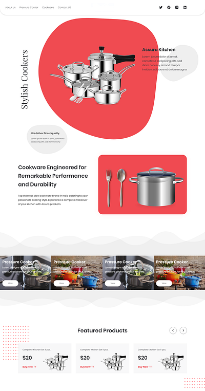 Kitchenware Web UI 3d borgfy branding design illustration kitchen website ui motion graphics ui uiux website ui