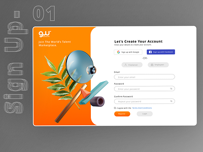 Signup UI branding design illustration ui ux web design