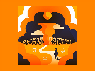 Slight Return album cover cowboy desert ill illustration vector