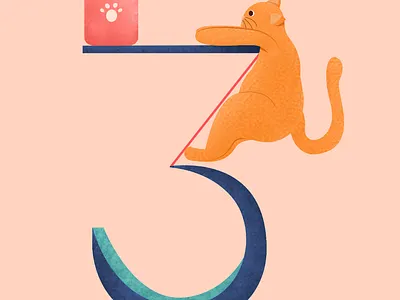 Try harder - 36 Days 36 days of type 36daysoftype alphabet cat cat life character illustration meme number number three pet treat type vector