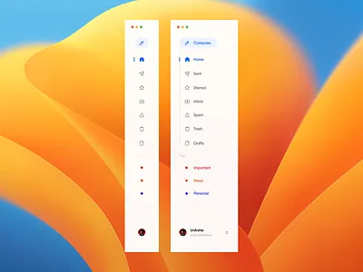 Lettered :: Sidebar Navigation app chat clean dashboard design email glassmorphism mac os mailing minimal navigation project sidebar tag text ui ux web