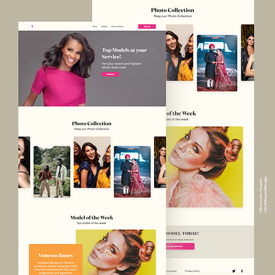 Modelling Agency Website Design design inspiration landing page modelling interface ui design uidesign user interface