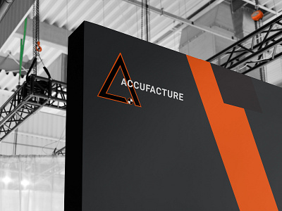 Trade show backdrop design for Accufacture backdrop branding cover design display environmental graphics logo logo design manufacturing robotics trade show trade show design