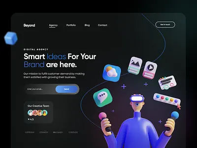 Digital / Creative Agency Landing Page 2021 design 3d 3d design agency design agency header agency website animation brad branding creative landpage digital agency illustration landing landing page minimal modern motion graphics trendy trendy agency design ui