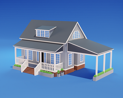 Low Poly Suburban House 3d 3d art 3d design 3d model 3d modelling architecture blender blender3d design digital art house house design low poly lowpoly minimal minimalist modeling modelling render rendering