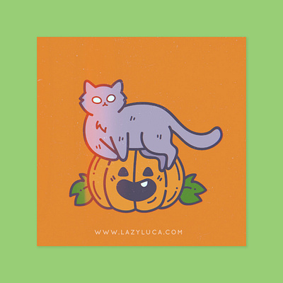 Cosmo & Kabocha kun cats halloween illustration pin design print