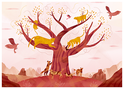 The law of the jungle animal illustration landscape wildlife