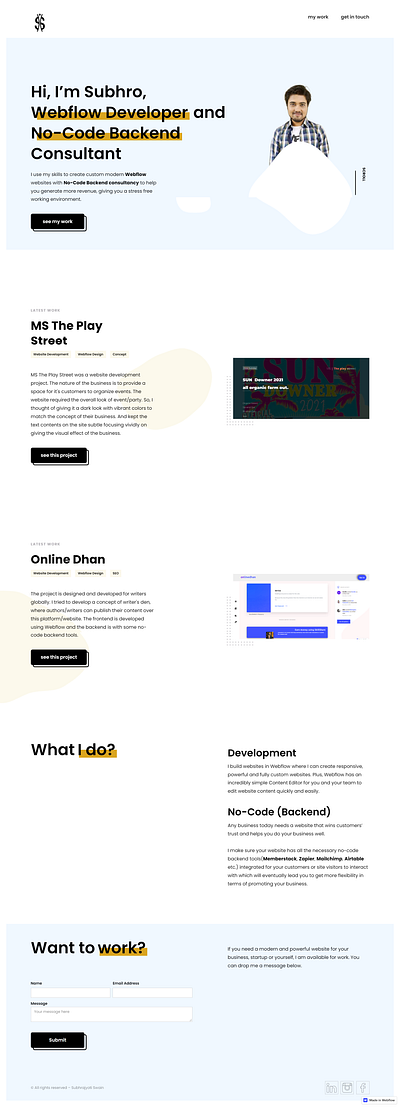 Subhro's Portfolio branding design mobile friendly website mobile responsive no code responsive design responsive website uiux web designer web developer webflow webflow design webflow designer webflow developer webflow development webflow website webflow website designer webflow website developer website designer website developer