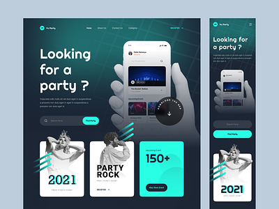 Event & Party - Web Design card dark dark mode event landing page map party web web design website