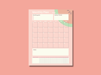 Printable Monthly Plan design flat illustration minimal planner printable vector