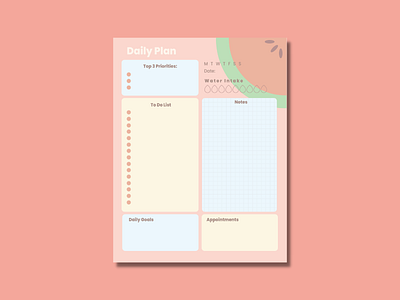 Printable Daily Plan design flat illustration minimal planner printable vector