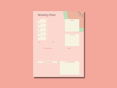 Printable Weekly Plan design flat illustration minimal planner printable vector