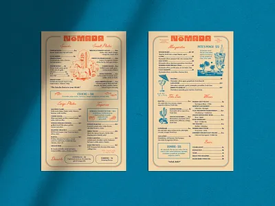 Lady Nomada Menu | Two bar bar menu cocktail cocktail menu dinner dinner menu layout design menu menu design menu layout mexican cuisine restaurant restaurant branding restaurant design restaurant menu retro tiki vintage