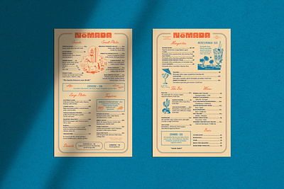 Lady Nomada Menu | Two bar bar menu cocktail cocktail menu dinner dinner menu layout design menu menu design menu layout mexican cuisine restaurant restaurant branding restaurant design restaurant menu retro tiki vintage