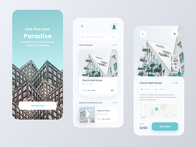 Home Rental - Mobile App apartment app application clean elegant home rent house house rent minimal mobile app real estate real estate agency real estate app rent app rental rental app ui ui design uiux user interface