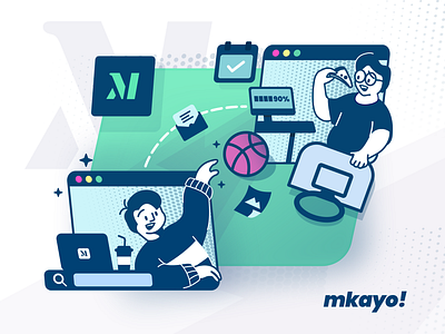 Hello Dribbble adobeillustrator affinity designer basketball blue comic dribbble first shoot flatdesign gradient green hellodribbble illustration layup meeting onine playoff rebound vector zoom