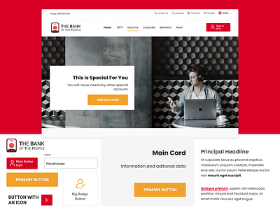 Web Design for a bank bank figma finnancial landing red wordpress