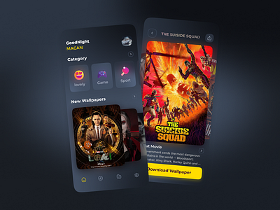 Wallpy UI Concept 3d cinema comic design figma graphic design iran movie tehran the suicide squad ui wallpaper windows11