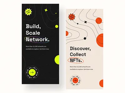 NFT Mobile App Concept auction blockchain darkmode illustrations lightmode lineart nft nftapp nftapplication onboarding patterns signup signupscreen uidesign uiux