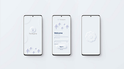 Temple App Ui / Soft ui illustrations app art design illustration log in mobile mural neumorphism phone sign in soft ui sri lanka traditional ui vector