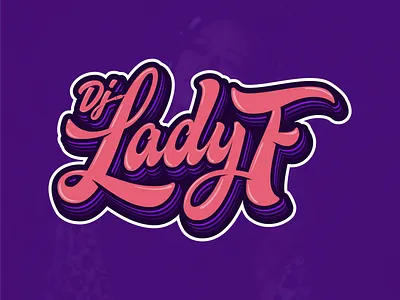 Dj Lady F brand calligraphy deejay dj f lady lettering logo music nightclub pink purple sound type typo