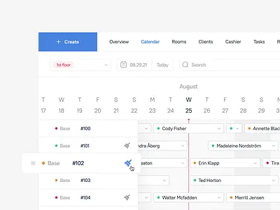 Hotel Management Dasboard calendar dashboard desktop elements hotel management navigation ui