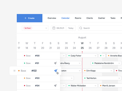 Hotel Management Dasboard calendar dashboard desktop elements hotel management navigation ui