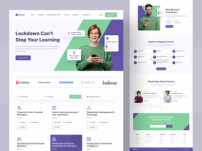 E-Learning Platform Landing Page coursera courses e learning education platform education website elearning web app landing page learn language learning management system learning platform online class online course online course application online learning landing page online school online university study teaching uiux design web design