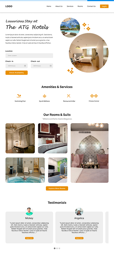 Landing Page for Hotels UI design aesthetic auto layout branding design graphic design hotels illustration landing page logo ui ux website