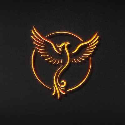 Phoenix line art logo bird bird logo brand brand development branding dingo graphics fire logo logo logo design logo development phoenix logo symbol