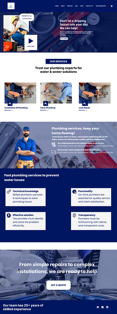 Plumbing Site Landing Page ui