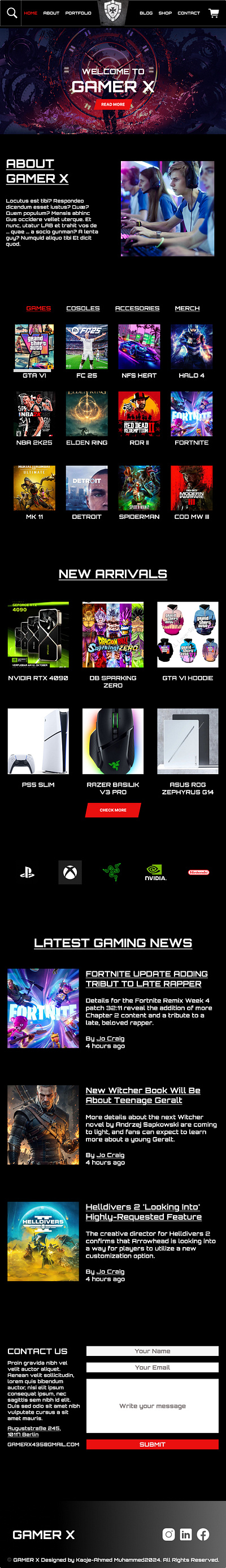 Gaming Store Site Landing Page ui ux