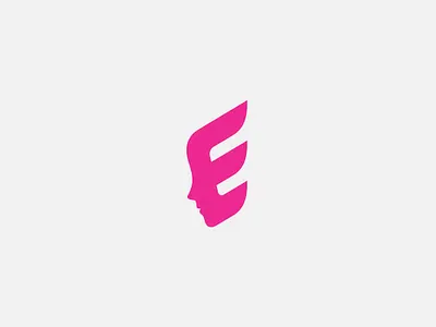 LOGO - Letter E, Face beauty e elf face flat letter logo modern pink simple typography unique