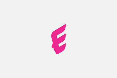 LOGO - Letter E, Face beauty e elf face flat letter logo modern pink simple typography unique