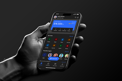 PocketPay – The Smarter Way to Pay app ui bank bank card billpayments credit card crypto dark ui digitalwallet ewallet finanace fintech ios mobilebanking money moneytransfe payment paymentapp send transaction ui