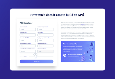 API Calculator api calculation calculator cta form