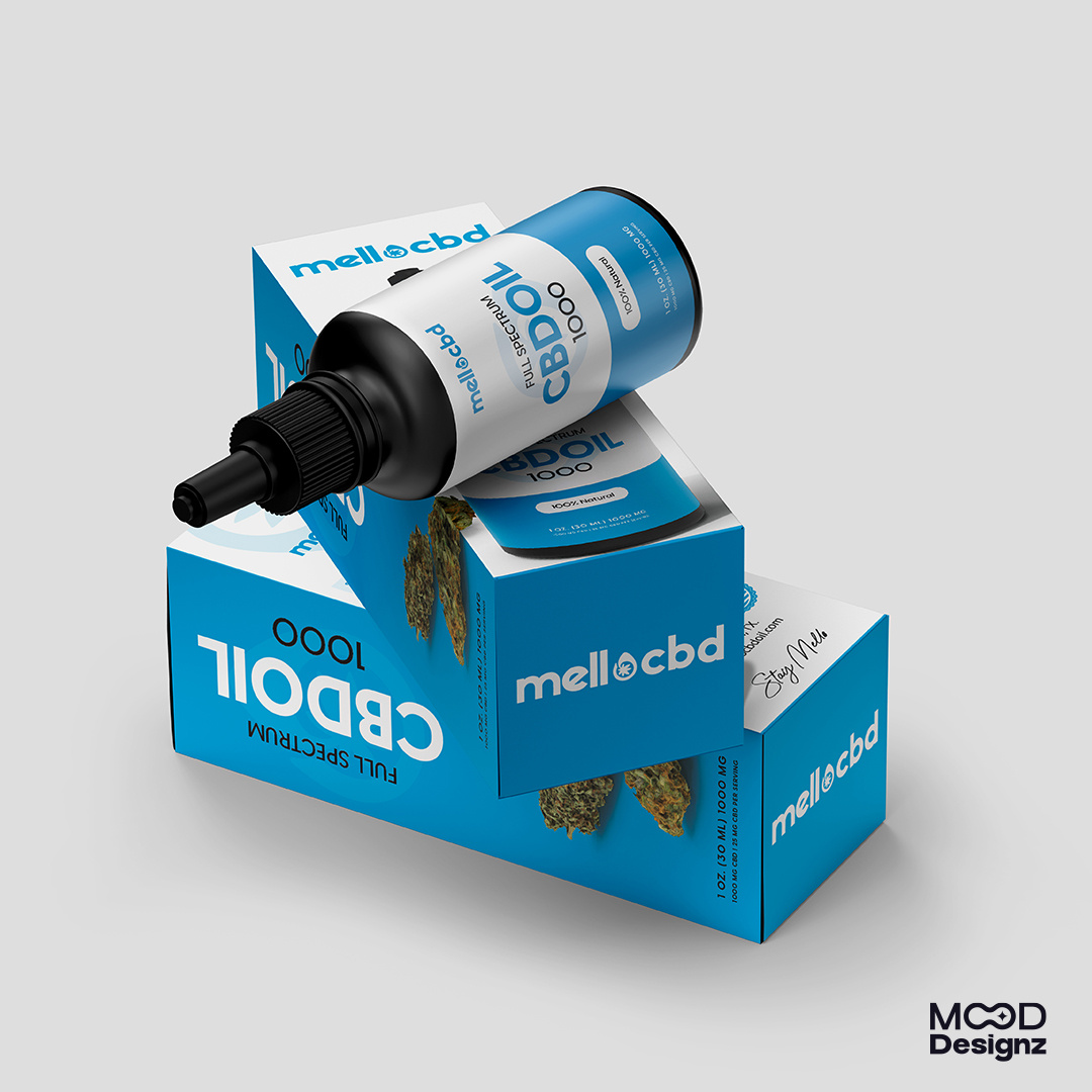 Mello CBD Label and Packaging Design branding cbd label design cbd oil graphic design label design packaging design