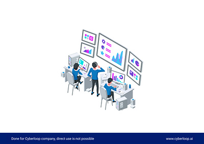 Remote operations center 2d art creative drawing illustration isometric vector