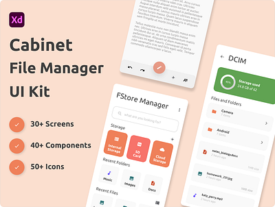 Cabinet File Manager / Explorer UI Kit android file explorer bookmark files cabinet file explorer cabinet file manager categories and home views file explorer file explorer freelancer file explorer ui kit file manager file manager freelancer file manager ui kit flutter file explorer manage apps search bar ui ui kit designer ui kit freelancer ui ux ux zip files