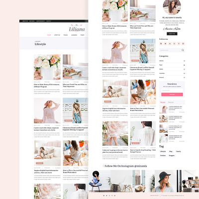Liliana Blog UI Design arryxen blog design feminine feminine blog feminine wab feminine web layout feminine website liliana ui ui design ux design