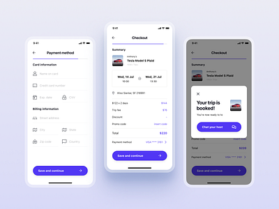 Payment and checkout app car design illustration ios mobile product design rental ui ux