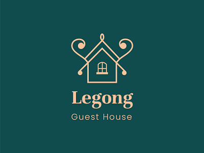 Legong Guest House Logo brand design branding design freelance graphic graphic design green guest house hotel house logo mozaic simple vector yellow