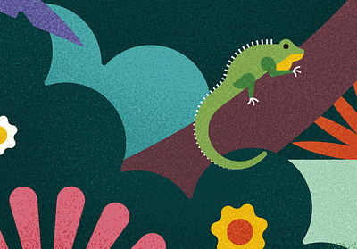 🦎 amazon botanical flower graphic iguana illustration illustrator jungle karolienpauly kids lizard plants puzzle vector