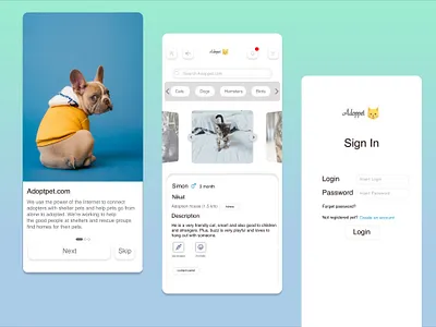 Pet Adoption App adoption app cat design dog friend mobile pet